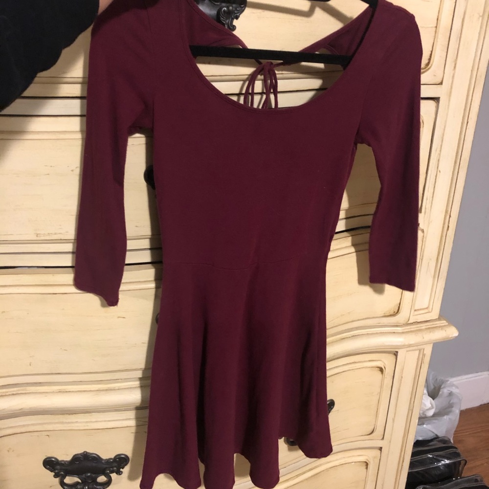 American eagle maroon open back short dress